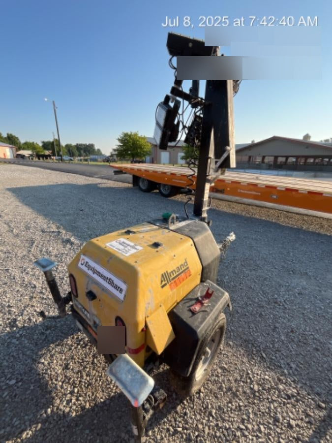2022 Allmand NLV3GR (4) LED Light Fixture 350W, 23' Vertical Mast, 3kW Prime, Towable, Deep Sea L401, Leveling Jacks, Yanmar T4F 5.8hp