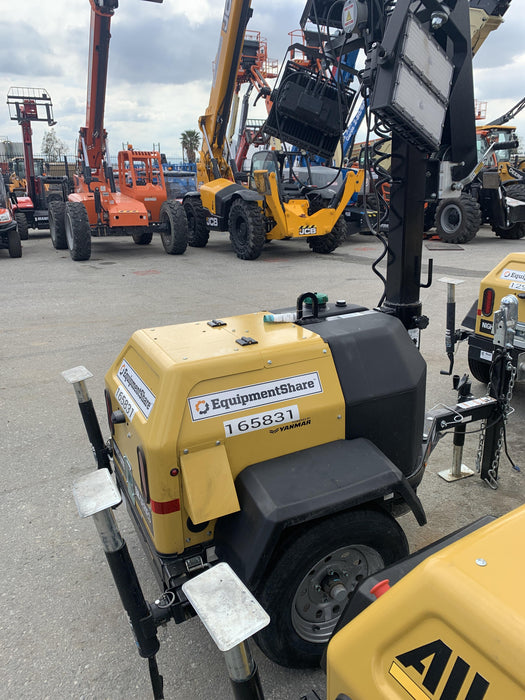 2021 Allmand NLV3GR (4) LED Light Fixture 350W, 23' Vertical Mast, 3kW Prime, Towable, Deep Sea L401, Leveling Jacks, Yanmar T4F 5.8hp