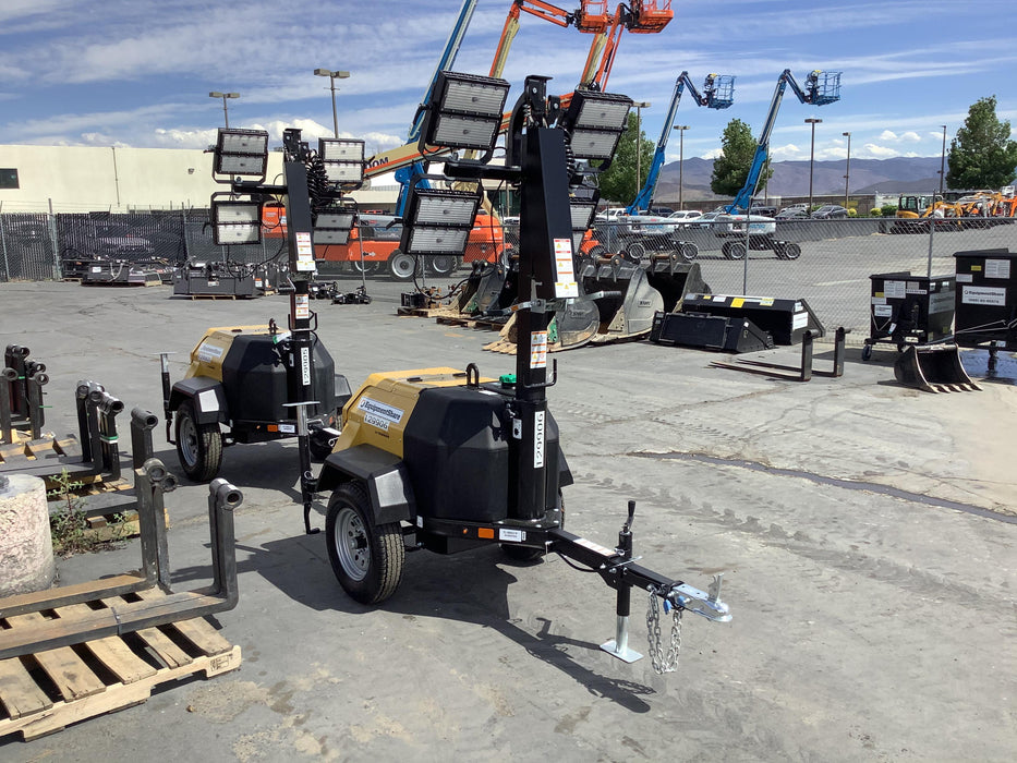 2021 Allmand NLV3GR (4) LED Light Fixture 350W, 23' Vertical Mast, 3kW Prime, Towable, Deep Sea L401, Leveling Jacks, Yanmar T4F 5.8hp