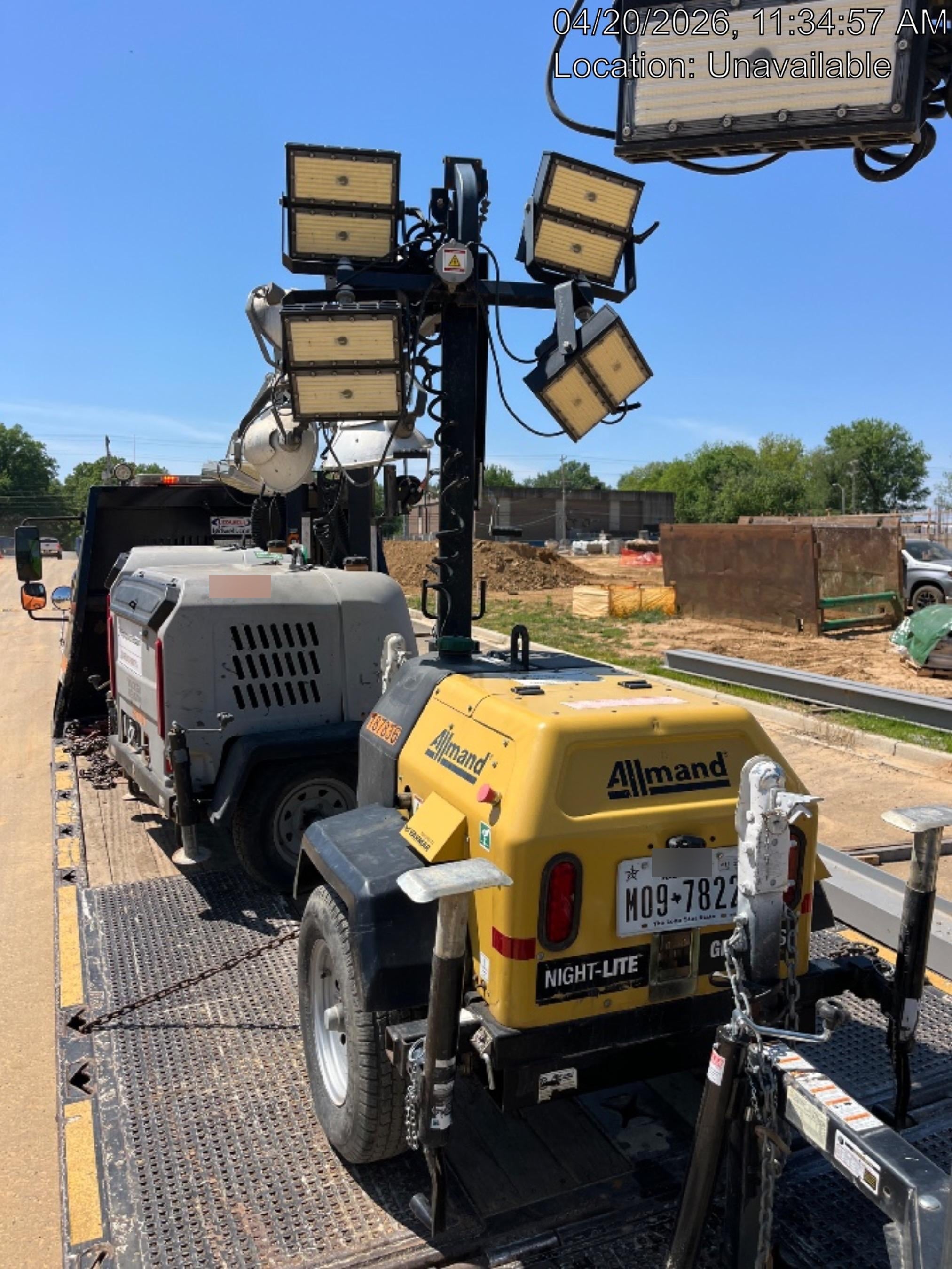 Allmand NLV3GR (4) LED Light Fixture 350W, 23' Vertical Mast, 3kW Prime, Towable, Deep Sea L401, Leveling Jacks, Yanmar T4F 5.8hp