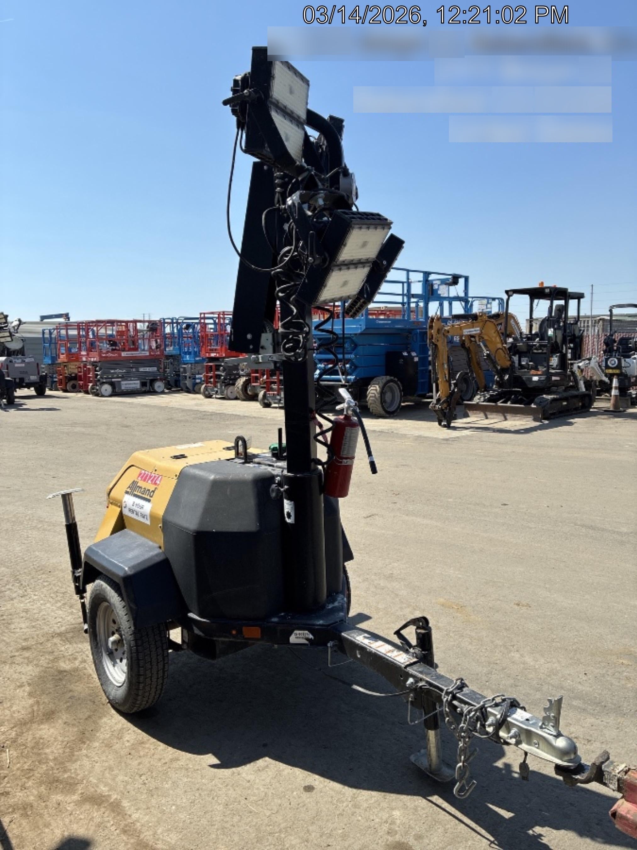 2022 Allmand NLV3GR (4) LED Light Fixture 350W, 23' Vertical Mast, 3kW Prime, Towable, ES Decals, T3