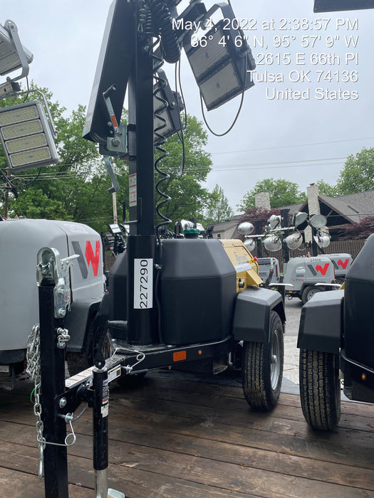 2022 Allmand NLV3GR (4) LED Light Fixture 350W, 23' Vertical Mast, 3kW Prime, Towable, Deep Sea L401, Leveling Jacks, Yanmar T4F 5.8hp