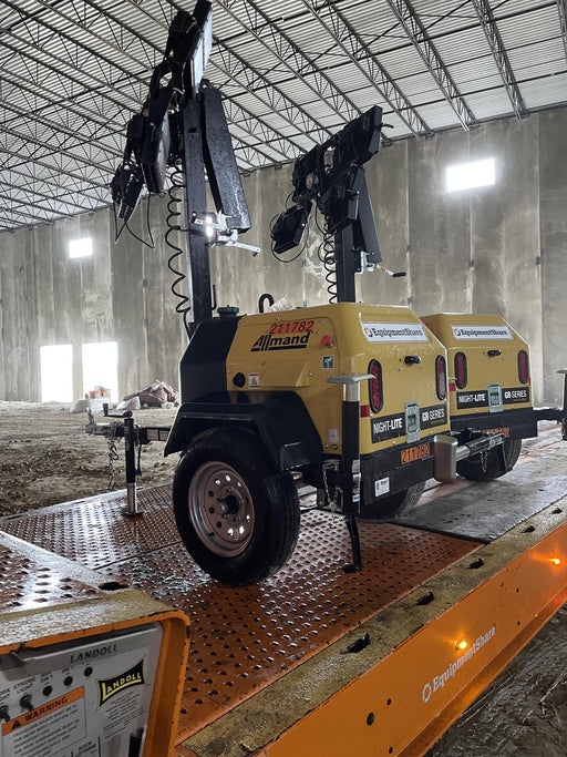 2022 Allmand NLV3GR (4) LED Light Fixture 350W, 23' Vertical Mast, 3kW Prime, Towable, Deep Sea L401, Leveling Jacks, Yanmar T4F 5.8hp