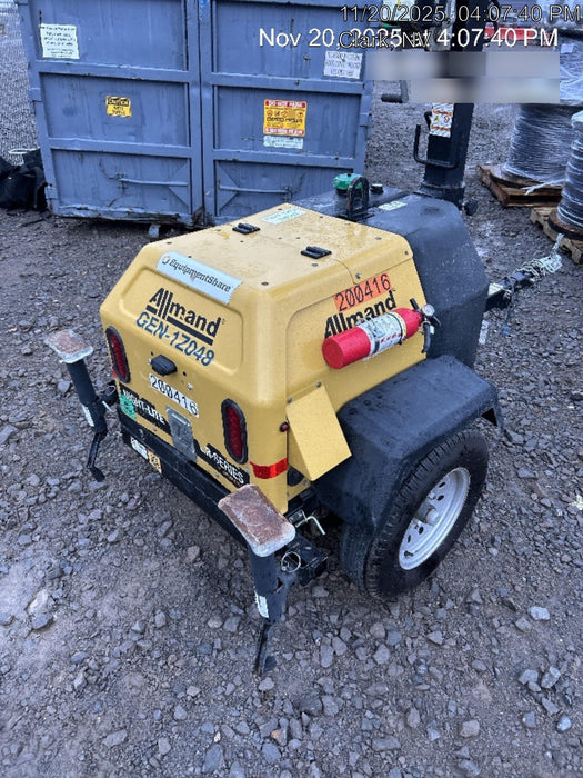 2022 Allmand NLV3GR (4) LED Light Fixture 350W, 23' Vertical Mast, 3kW Prime, Towable, Deep Sea L401, Leveling Jacks, Yanmar T4F 5.8hp