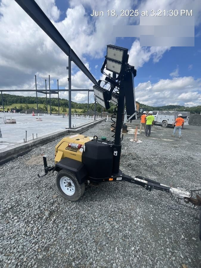 Allmand NLV3GR (4) LED Light Fixture 350W, 23' Vertical Mast, 3kW Prime, Towable, Deep Sea L401, Leveling Jacks, Yanmar T4F 5.8hp