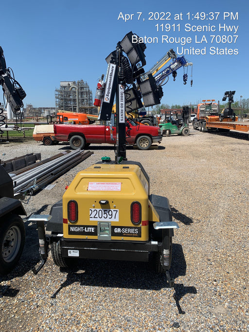 2022 Allmand NLV3GR (4) LED Light Fixture 350W, 23' Vertical Mast, 3kW Prime, Towable, Deep Sea L401, Leveling Jacks, Yanmar T4F 5.8hp