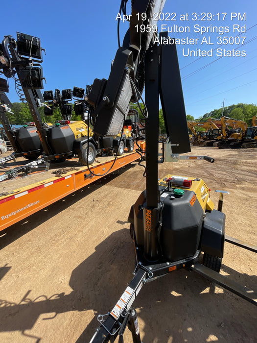 2022 Allmand NLV3GR (4) LED Light Fixture 350W, 23' Vertical Mast, 3kW Prime, Towable, Deep Sea L401, Leveling Jacks, Yanmar T4F 5.8hp