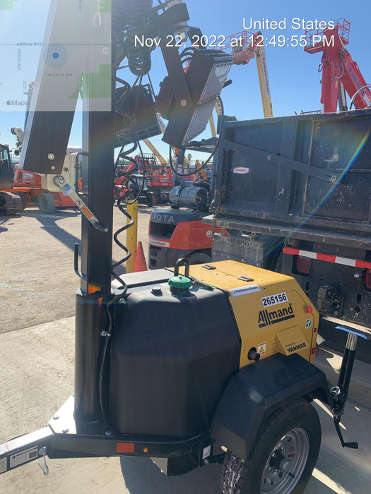 2022 Allmand NLV3GR (4) LED Light Fixture 350W, 23' Vertical Mast, 3kW Prime, Towable, ES Decals, T3