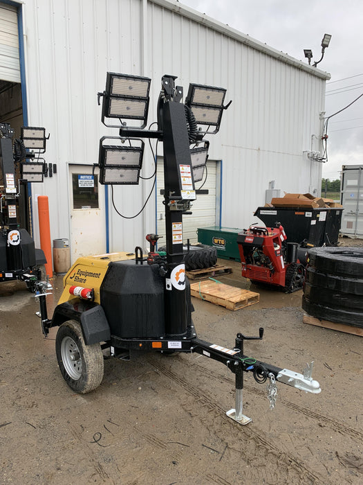 2022 Allmand NLV3GR (4) LED Light Fixture 350W, 23' Vertical Mast, 3kW Prime, Towable, Deep Sea L401, Leveling Jacks, Yanmar T4F 5.8hp