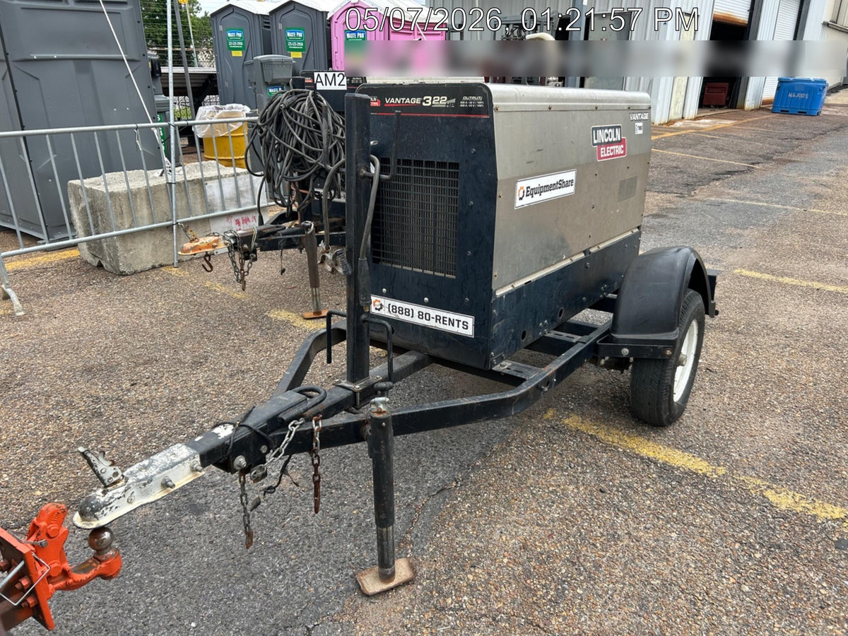2019 Lincoln Electric Vantage 322 Ready-Pak 3, Two Wheel Trailer, Fender and Light Kit, Cable Rack