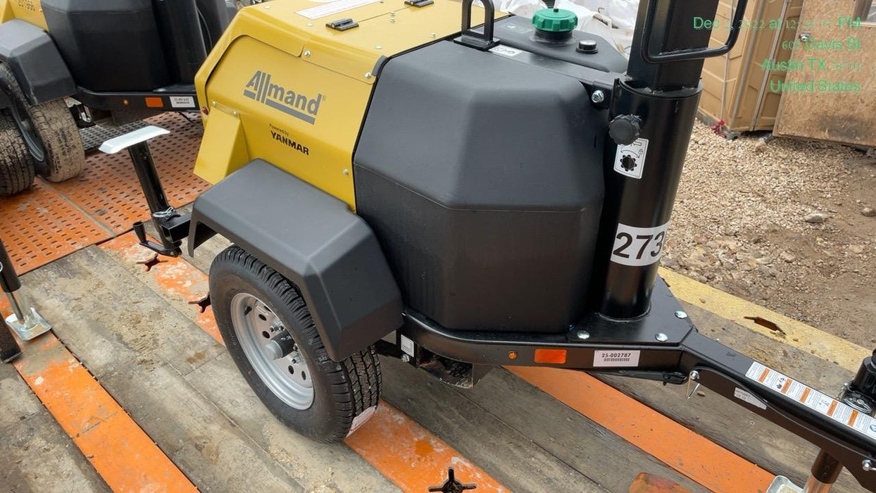 2022 Allmand NLV3GR (4) LED Light Fixture 350W, 23' Vertical Mast, 3kW Prime, Towable, ES Decals, T3