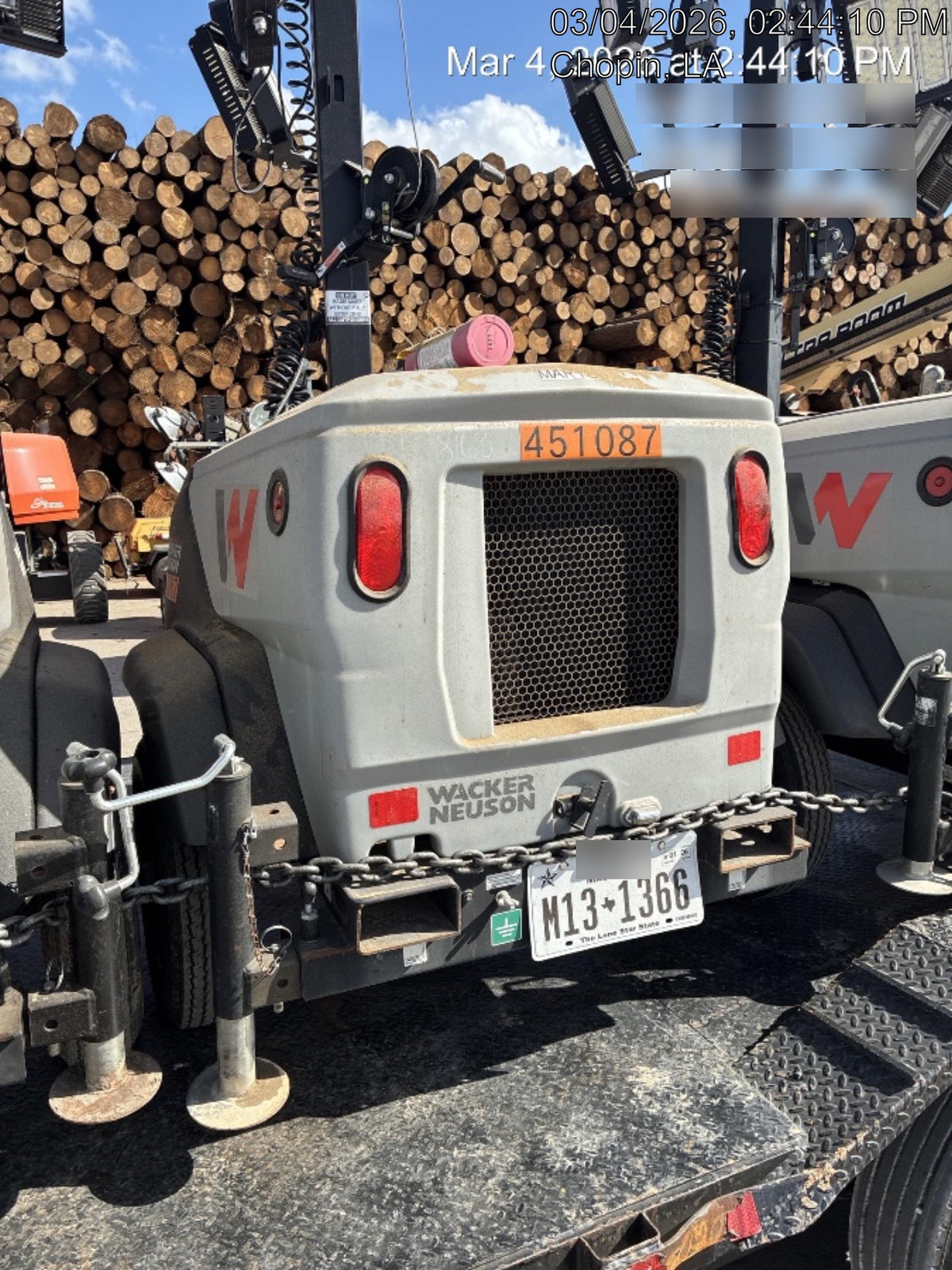 2024 Wacker Neuson LTT4 Diesel, Kohler KDW702, Deep Sea Controller, Auto Start, LED 320W, Bypass Outlet, T3