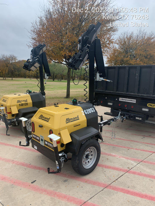 2022 Allmand NLV3GR (4) LED Light Fixture 350W, 23' Vertical Mast, 3kW Prime, Towable, ES Decals, T3