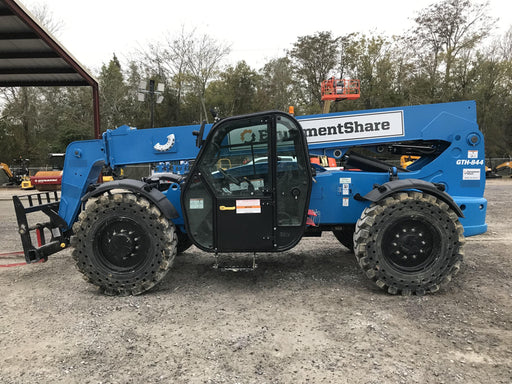 2019 Genie GTH-844 Cab/Heat/AC, Solid RT Tires, LED Work Lights, Beacon 60" QA Carriage, 48" Forks