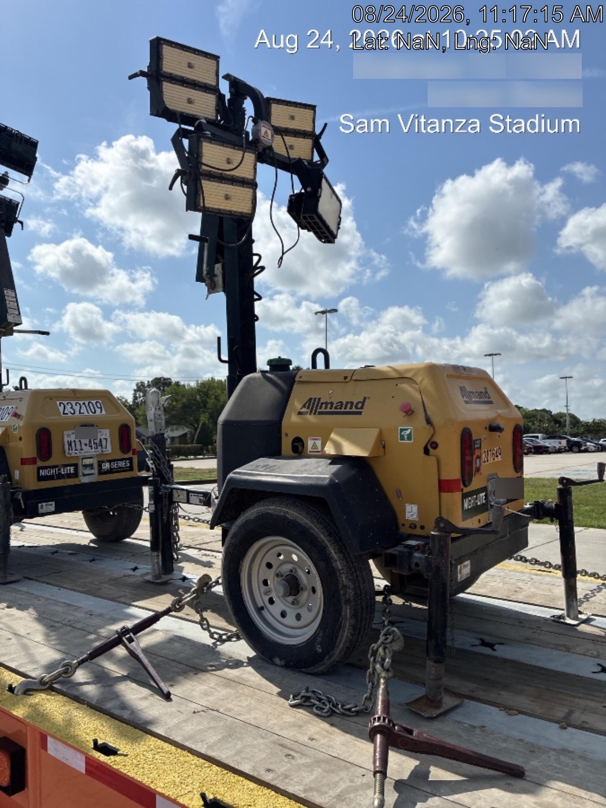 2022 Allmand NLV3GR (4) LED Light Fixture 350W, 23' Vertical Mast, 3kW Prime, Towable, Deep Sea L401, Leveling Jacks, Yanmar T4F 5.8hp