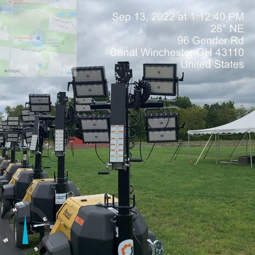 2022 Allmand NLV3GR (4) LED Light Fixture 350W, 23' Vertical Mast, 3kW Prime, Towable, ES Decals, T3