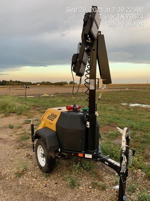 2021 Allmand NLV3GR (4) LED Light Fixture 350W, 23' Vertical Mast, 3kW Prime, Towable, Deep Sea L401, Leveling Jacks, Yanmar T4F 5.8hp