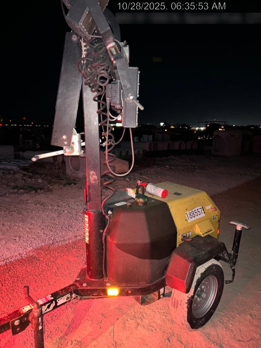 Allmand NLV3GR (4) LED Light Fixture 350W, 23' Vertical Mast, 3kW Prime, Towable, Deep Sea L401, Leveling Jacks, Yanmar T4F 5.8hp