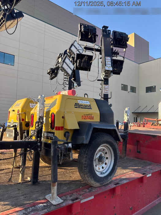 2021 Allmand NLV3GR (4) LED Light Fixture 350W, 23' Vertical Mast, 3kW Prime, Towable, Deep Sea L401, Leveling Jacks, Yanmar T4F 5.8hp