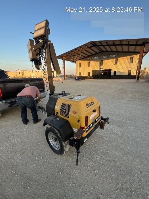 2022 Allmand NLV3GR (4) LED Light Fixture 350W, 23' Vertical Mast, 3kW Prime, Towable, Deep Sea L401, Leveling Jacks, Yanmar T4F 5.8hp