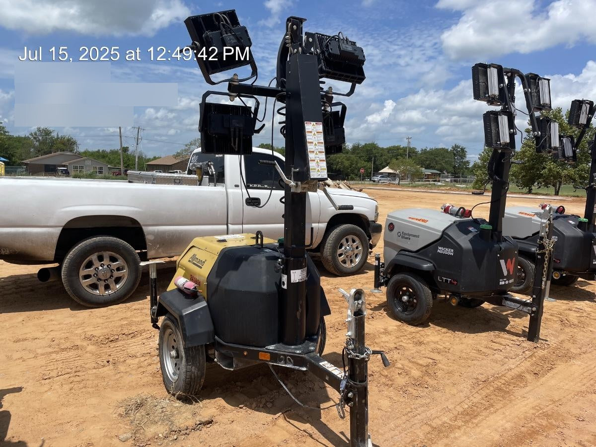 2022 Allmand NLV3GR (4) LED Light Fixture 350W, 23' Vertical Mast, 3kW Prime, Towable, Deep Sea L401, Leveling Jacks, Yanmar T4F 5.8hp
