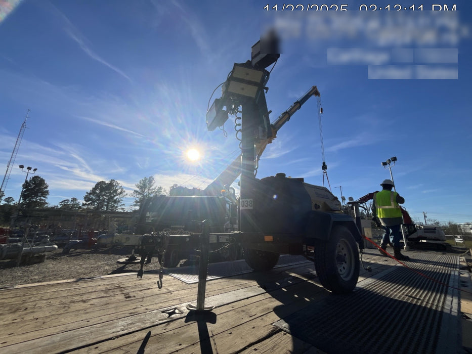 2022 Allmand NLV3GR (4) LED Light Fixture 350W, 23' Vertical Mast, 3kW Prime, Towable, ES Decals, T3