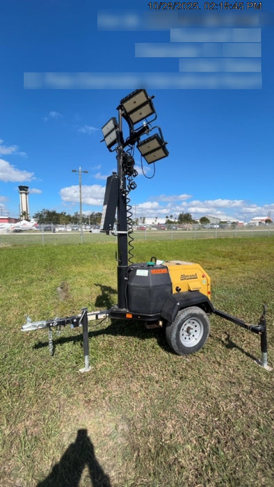2022 Allmand NLV3GR (4) LED Light Fixture 350W, 23' Vertical Mast, 3kW Prime, Towable, ES Decals, T3