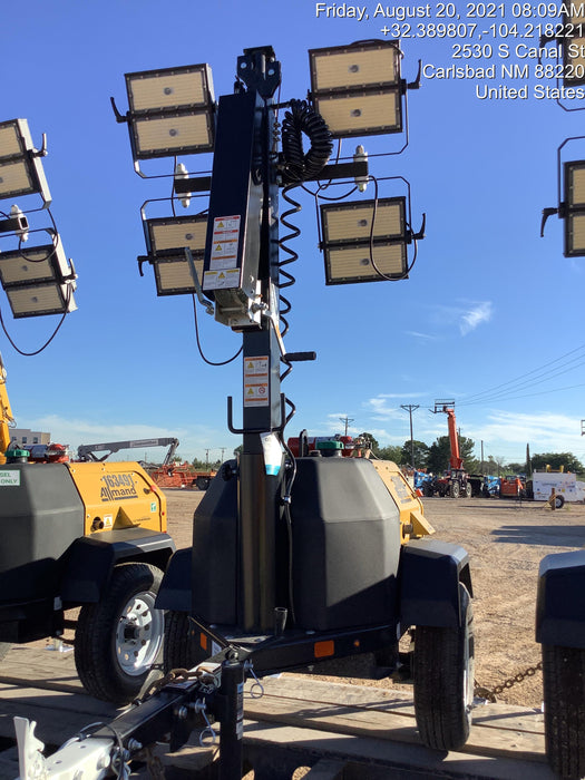 2021 Allmand NLV3GR (4) LED Light Fixture 350W, 23' Vertical Mast, 3kW Prime, Towable, Deep Sea L401, Leveling Jacks, Yanmar T4F 5.8hp