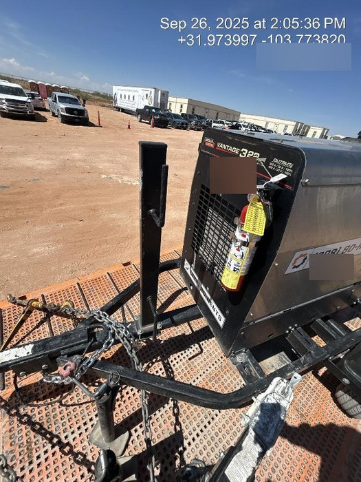 2019 Lincoln Electric Vantage 322 Welder Ready-Pak 3, Two wheel trailer, Fender and Light kit, Cable Rack