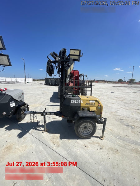 2022 Allmand NLV3GR (4) LED Light Fixture 350W, 23' Vertical Mast, 3kW Prime, Towable, ES Decals, T3