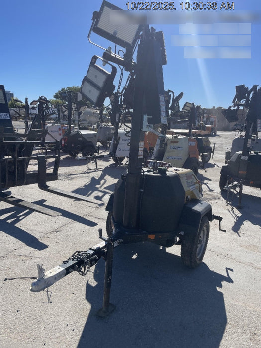 2022 Allmand NLV3GR (4) LED Light Fixture 350W, 23' Vertical Mast, 3kW Prime, Towable, Deep Sea L401, Leveling Jacks, Yanmar T4F 5.8hp