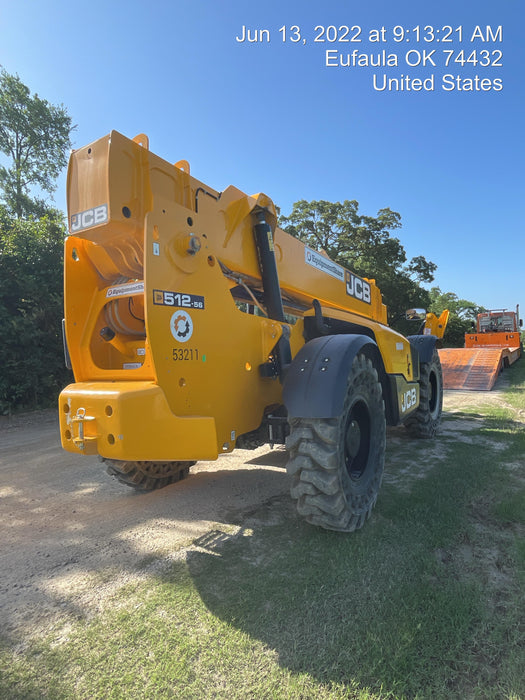 2019 JCB 512-56 Canopy, 109 HP, Solid Tires, STD Worklight, Beacon, Aux Hydraulics, Lifting Eye, Back up Alarm w/66" Carriage/60" Forks
