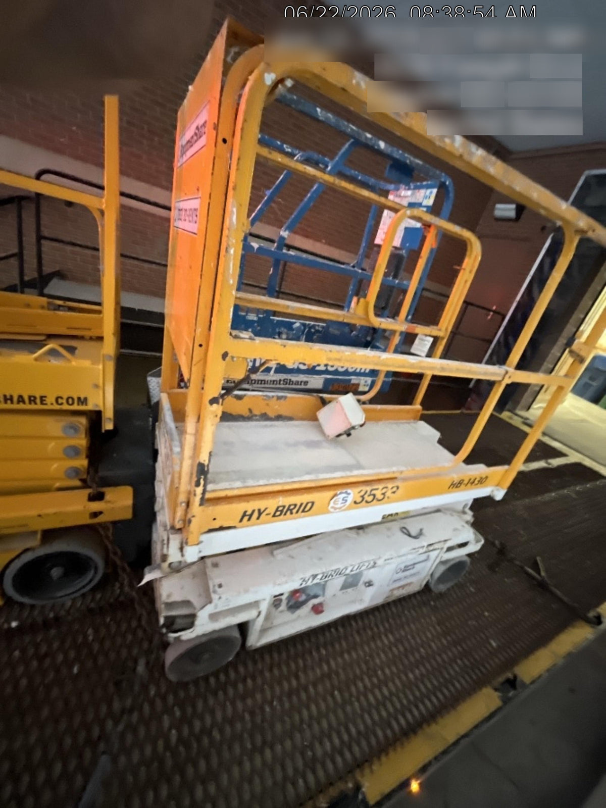 Custom Equipment HB-1430 Hy-Brid Scissor Lift
Platform capacity up to 670 lbs
Working height up to 20 ft
Weighs under 1,700 lbs
Non-marking wheels