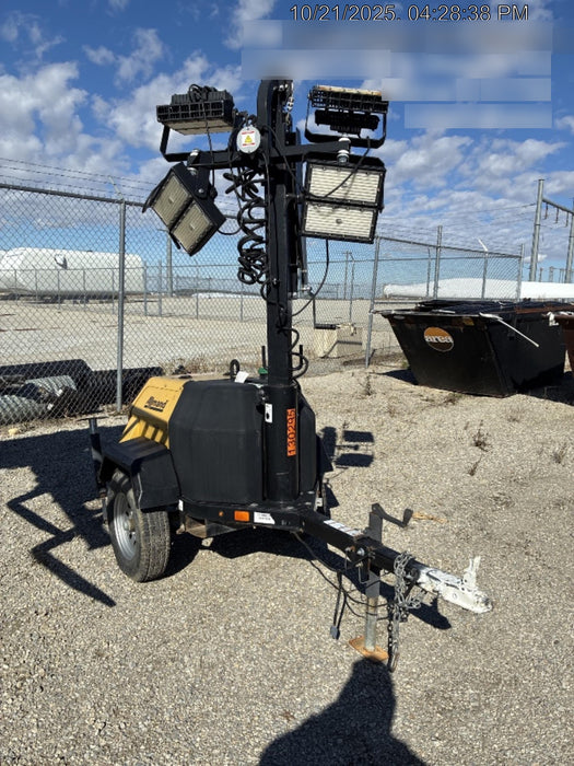 2021 Allmand NLV3GR (4) LED Light Fixture 350W, 23' Vertical Mast, 3kW Prime, Towable, Deep Sea L401, Leveling Jacks, Yanmar T4F 5.8hp