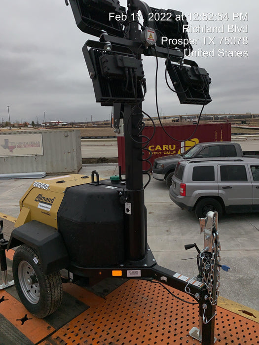 2022 Allmand NLV3GR (4) LED Light Fixture 350W, 23' Vertical Mast, 3kW Prime, Towable, Deep Sea L401, Leveling Jacks, Yanmar T4F 5.8hp