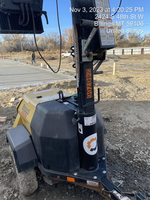 2022 Allmand NLV3GR (4) LED Light Fixture 350W, 23' Vertical Mast, 3kW Prime, Towable, ES Decals, T3