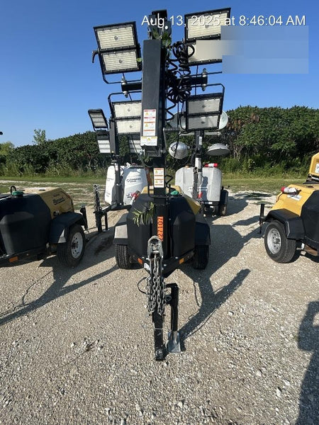 2022 Allmand NLV3GR (4) LED Light Fixture 350W, 23' Vertical Mast, 3kW Prime, Towable, Deep Sea L401, Leveling Jacks, Yanmar T4F 5.8hp