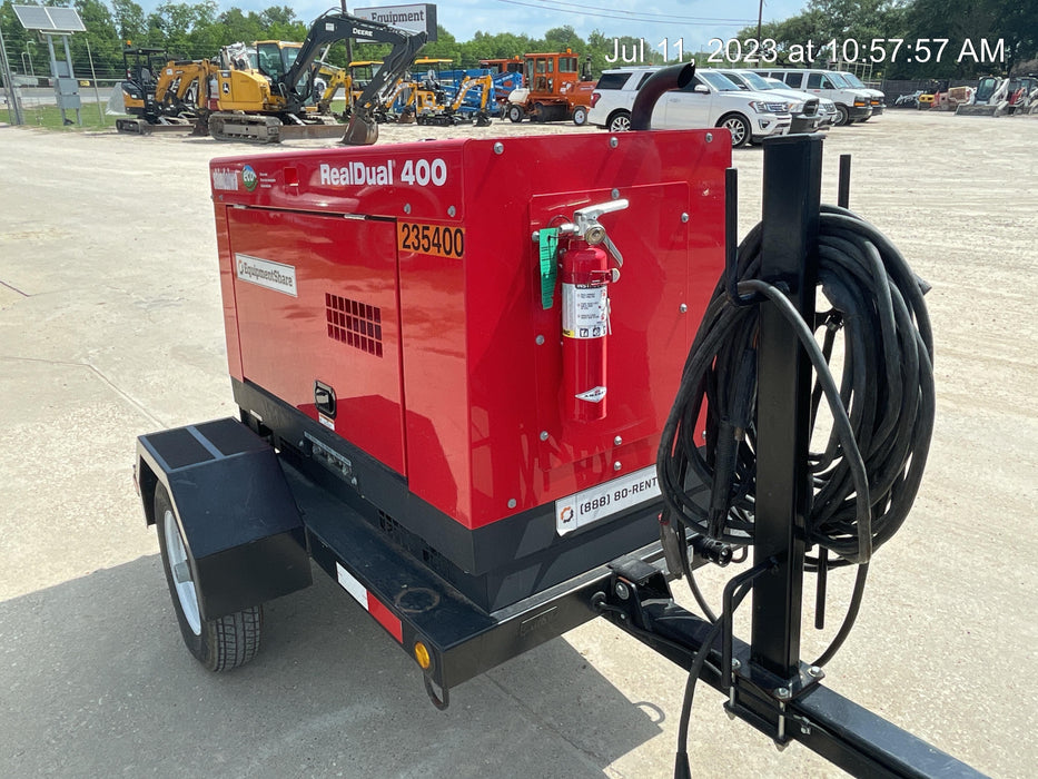 2022 Shindaiwa DGW400MDL Kubota D902 Engine, 23 HP, Dual Op Welder, Wire, Arc, Droop Stick, Tig, and CC Stick Functionality, Simulphase, 3 Phase and 1 Phase Gen Output, Single Axle NB Trlr, Slr Trckl Chrg 12V 12W, Fire Ext