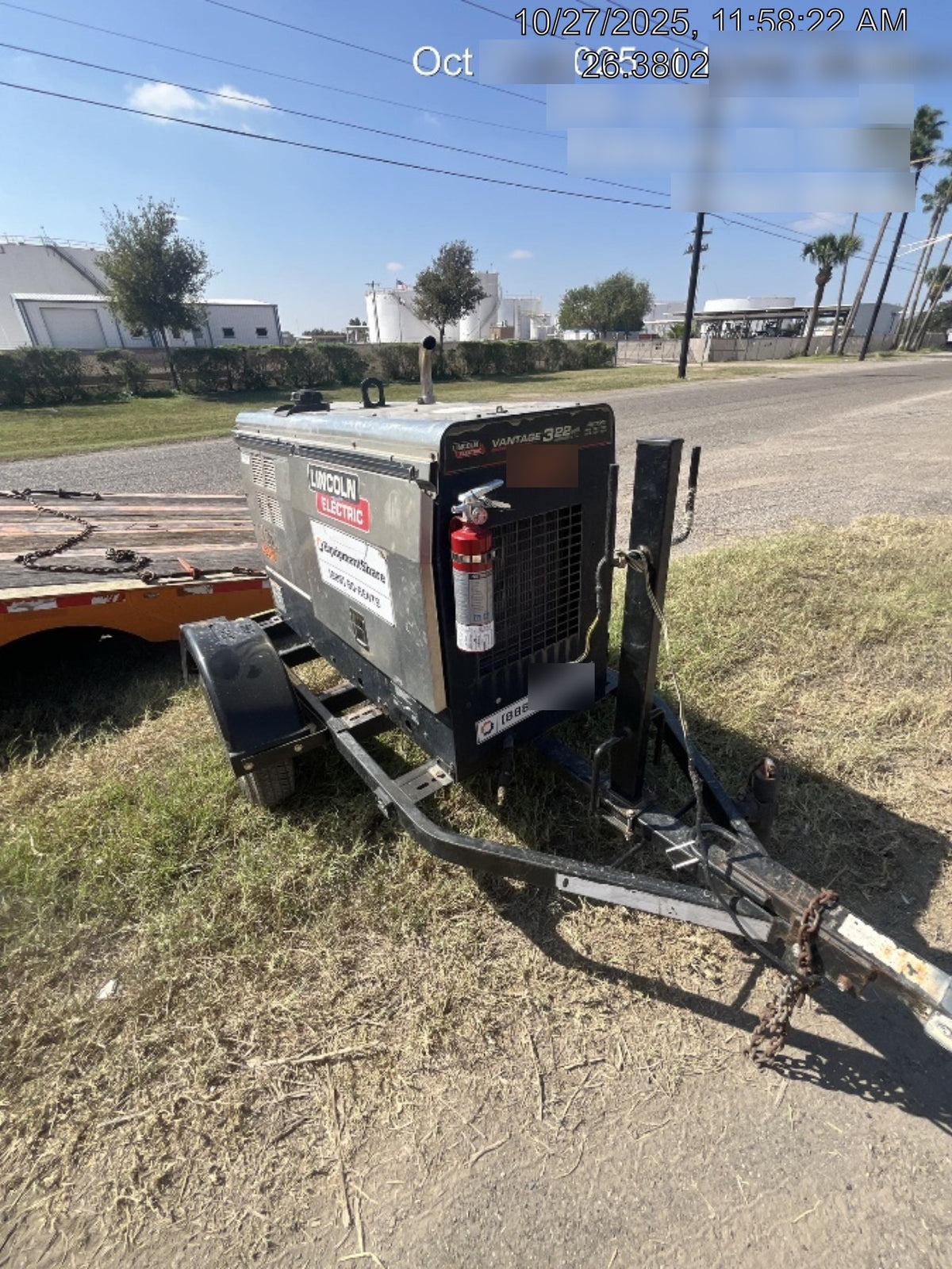2019 Lincoln Electric Vantage 322 Lincoln Vantage 322 Welder w/Trailer, Light Kit, Cable Rack