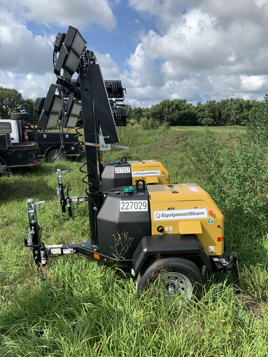 2022 Allmand NLV3GR (4) LED Light Fixture 350W, 23' Vertical Mast, 3kW Prime, Towable, Deep Sea L401, Leveling Jacks, Yanmar T4F 5.8hp