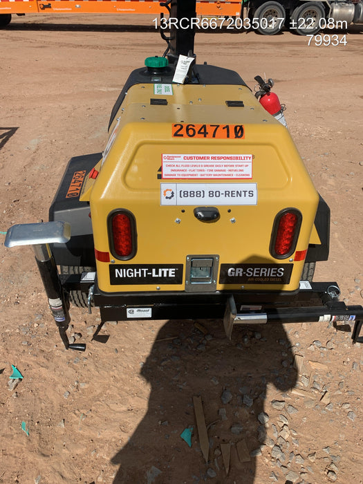 2022 Allmand NLV3GR (4) LED Light Fixture 350W, 23' Vertical Mast, 3kW Prime, Towable, ES Decals, T3