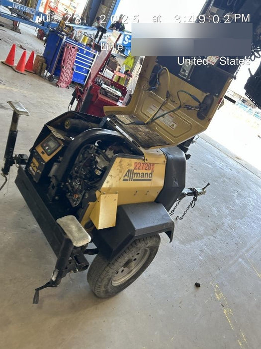 2022 Allmand NLV3GR (4) LED Light Fixture 350W, 23' Vertical Mast, 3kW Prime, Towable, Deep Sea L401, Leveling Jacks, Yanmar T4F 5.8hp