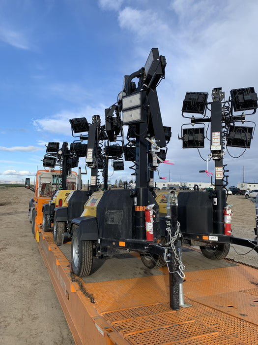 2020 Allmand NLV3GR (4) LED Light Fixture 350W, 23' Vertical Mast, 3kW Prime, Towable, Deep Sea L401, Leveling Jacks, Yanmar T4F 5.8hp