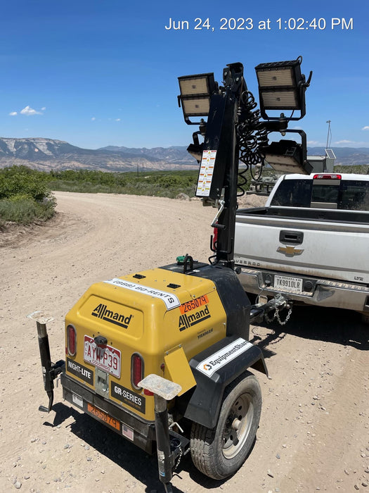 2022 Allmand NLV3GR (4) LED Light Fixture 350W, 23' Vertical Mast, 3kW Prime, Towable, ES Decals, T3