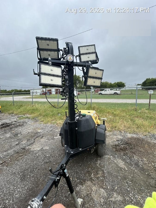 2022 Allmand NLV3GR (4) LED Light Fixture 350W, 23' Vertical Mast, 3kW Prime, Towable, Deep Sea L401, Leveling Jacks, Yanmar T4F 5.8hp