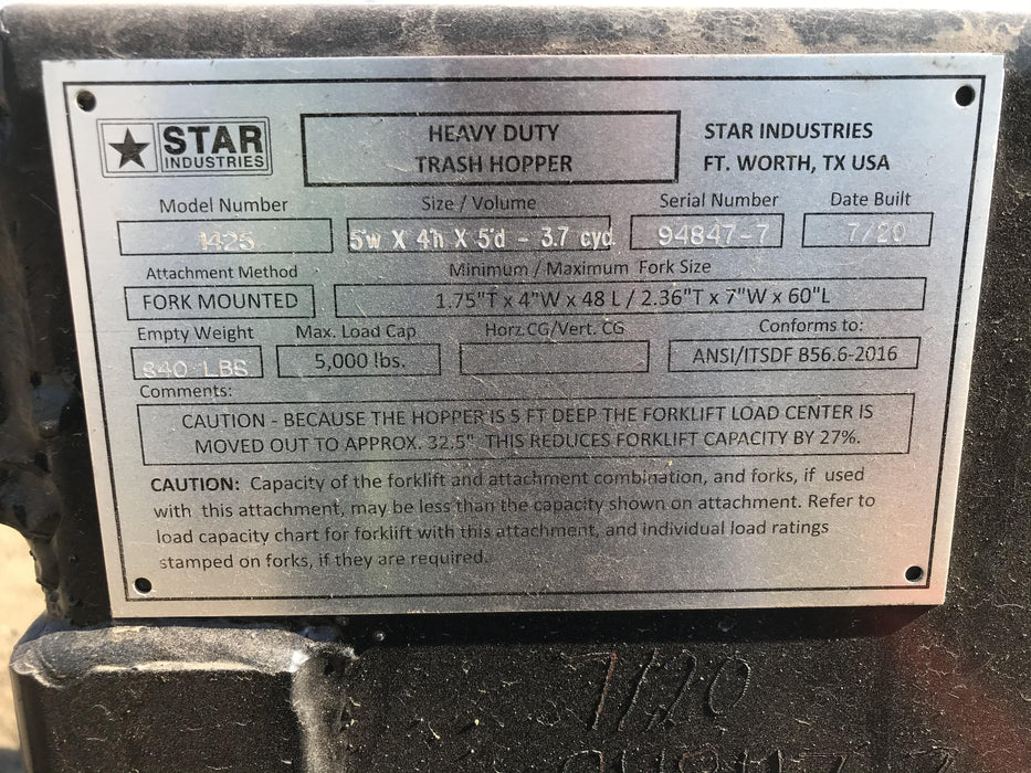 2020 STAR INDUSTRIES 1425