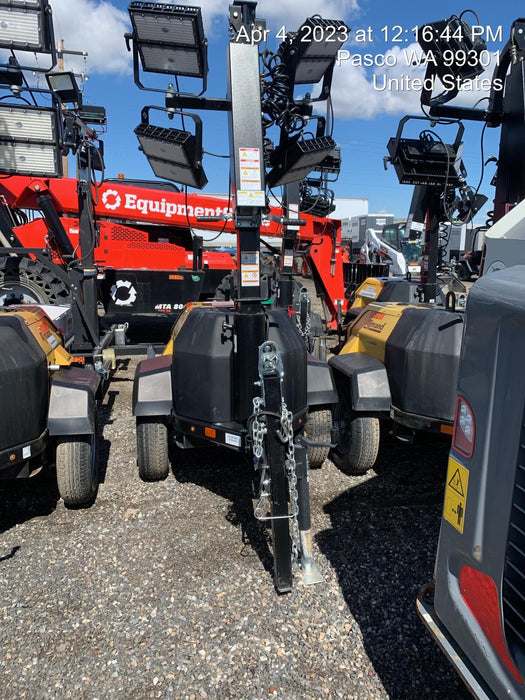 2021 Allmand NLV3GR (4) LED Light Fixture 350W, 23' Vertical Mast, 3kW Prime, Towable, Deep Sea L401, Leveling Jacks, Yanmar T4F 5.8hp