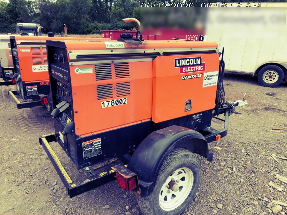 2021 Lincoln Electric Vantage 322 Vantage 322 Ready Pak 3 w/ Decals, ORANGE (includes trailer, cable rack, fender light kit) NO Telematics