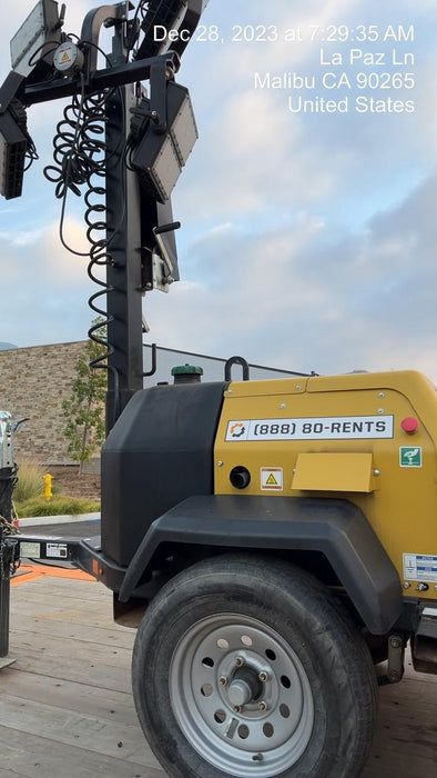 2022 Allmand NLV3GR (4) LED Light Fixture 350W, 23' Vertical Mast, 3kW Prime, Towable, Deep Sea L401, Leveling Jacks, Yanmar T4F 5.8hp