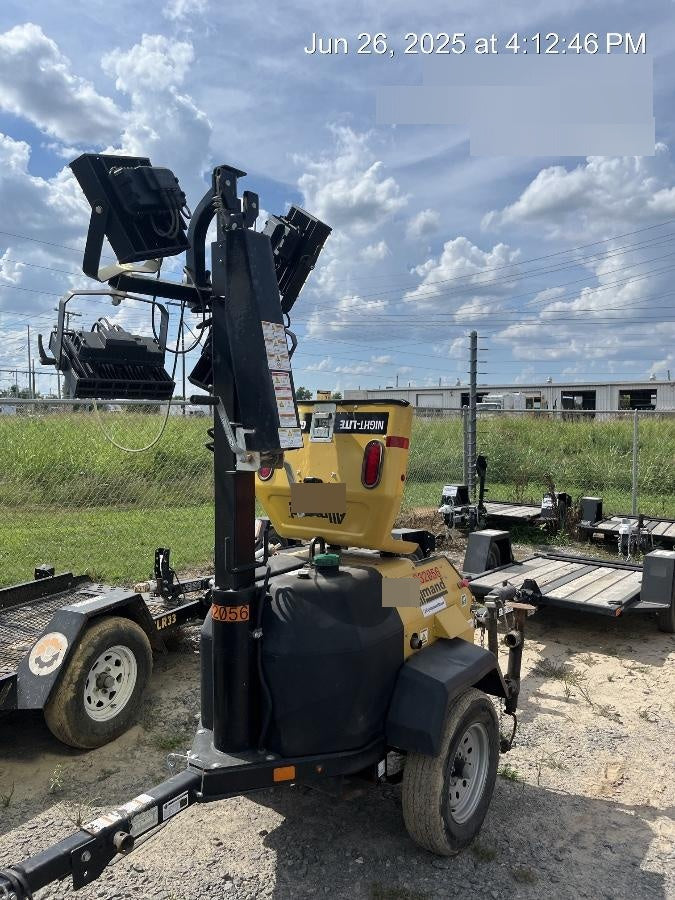 2022 Allmand NLV3GR (4) LED Light Fixture 350W, 23' Vertical Mast, 3kW Prime, Towable, Deep Sea L401, Leveling Jacks, Yanmar T4F 5.8hp